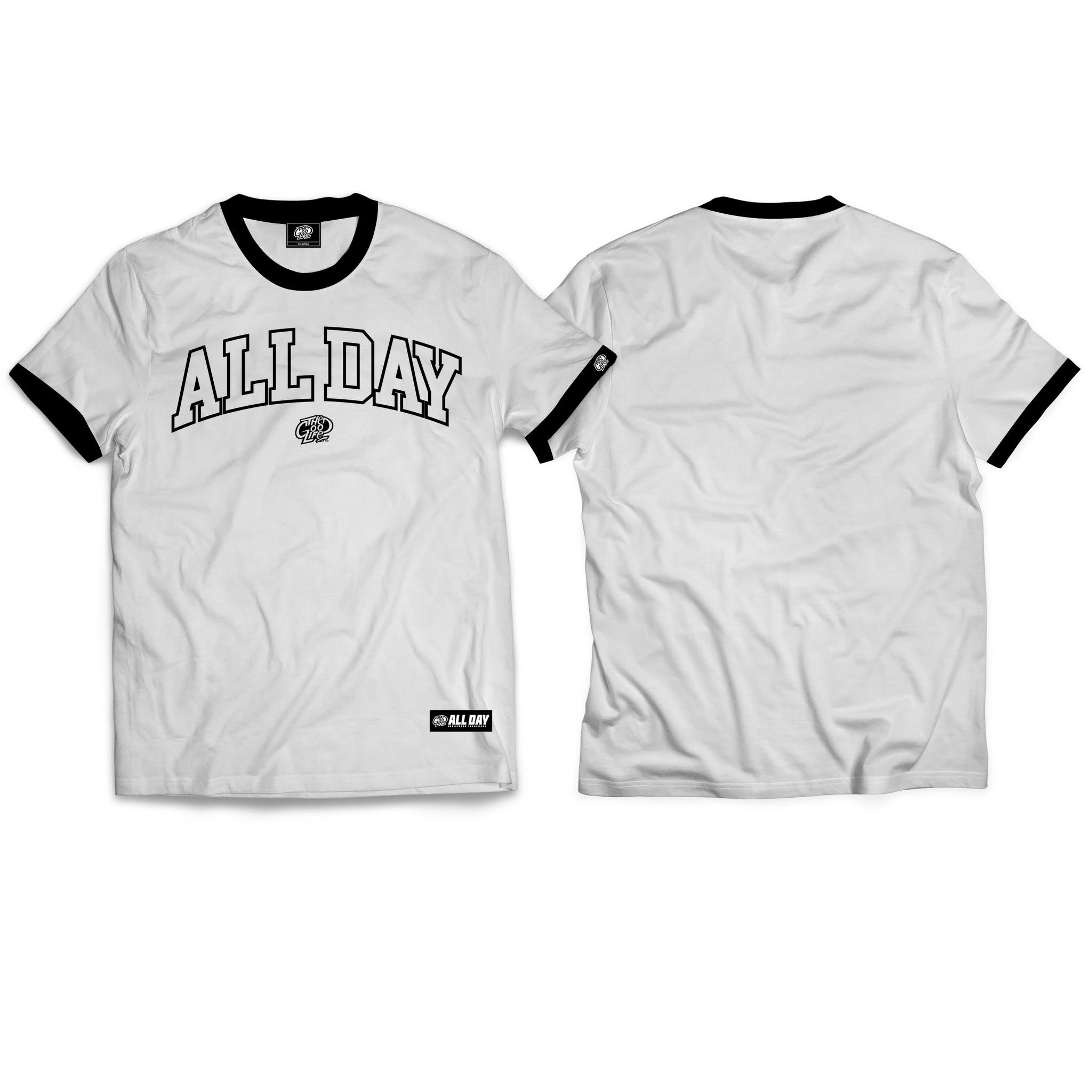 ALL DAY (WHITE RINGER) T-SHIRT