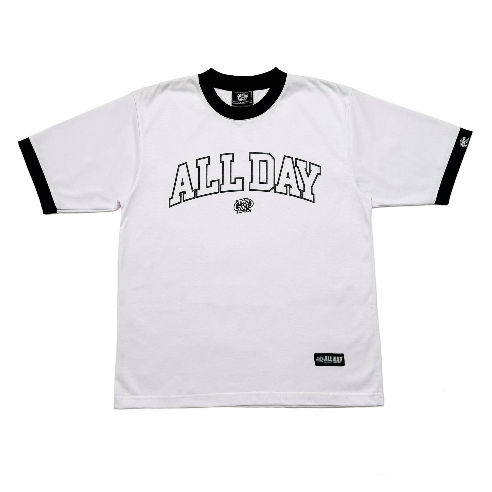 ALL DAY (WHITE RINGER) T-SHIRT