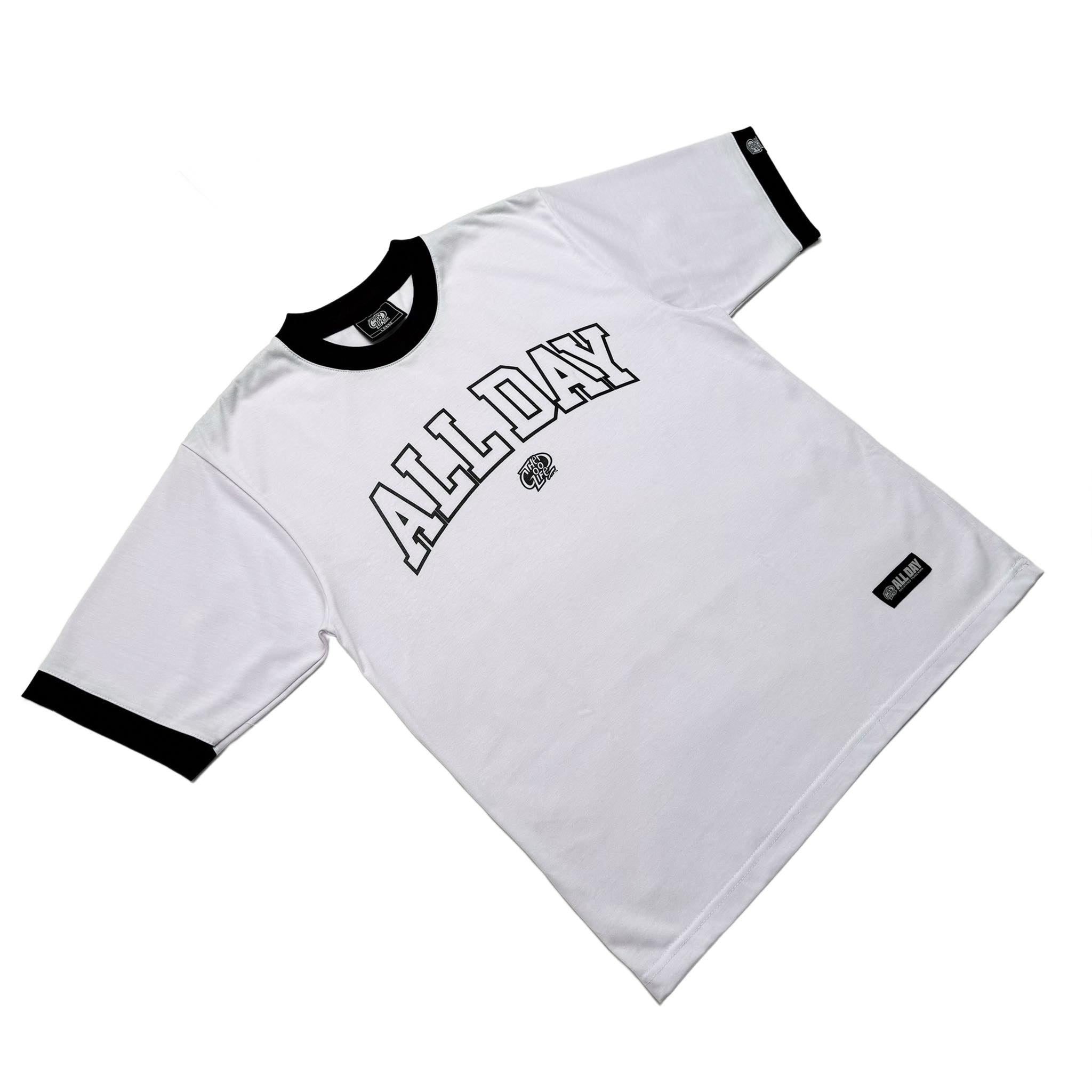 ALL DAY (WHITE RINGER) T-SHIRT