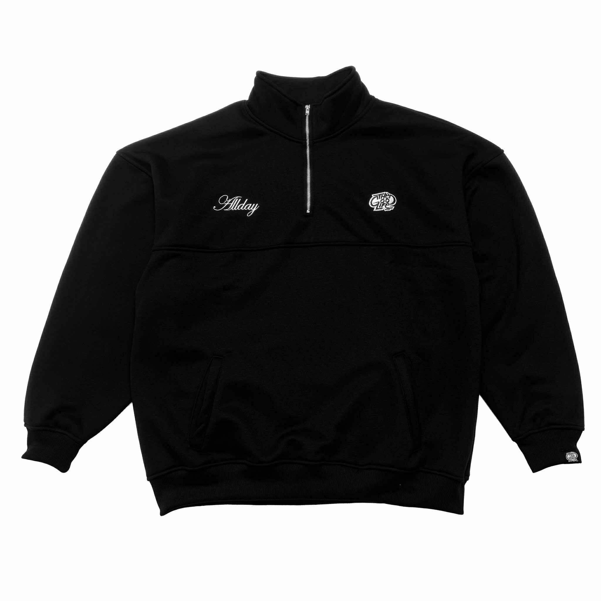 CURSIVE LOGO (BLACK) HALF ZIP HOODIE