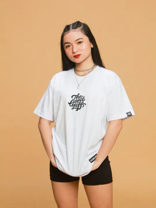 BRUSH SCRIPT (WHITE) - "EMBRO" TEE