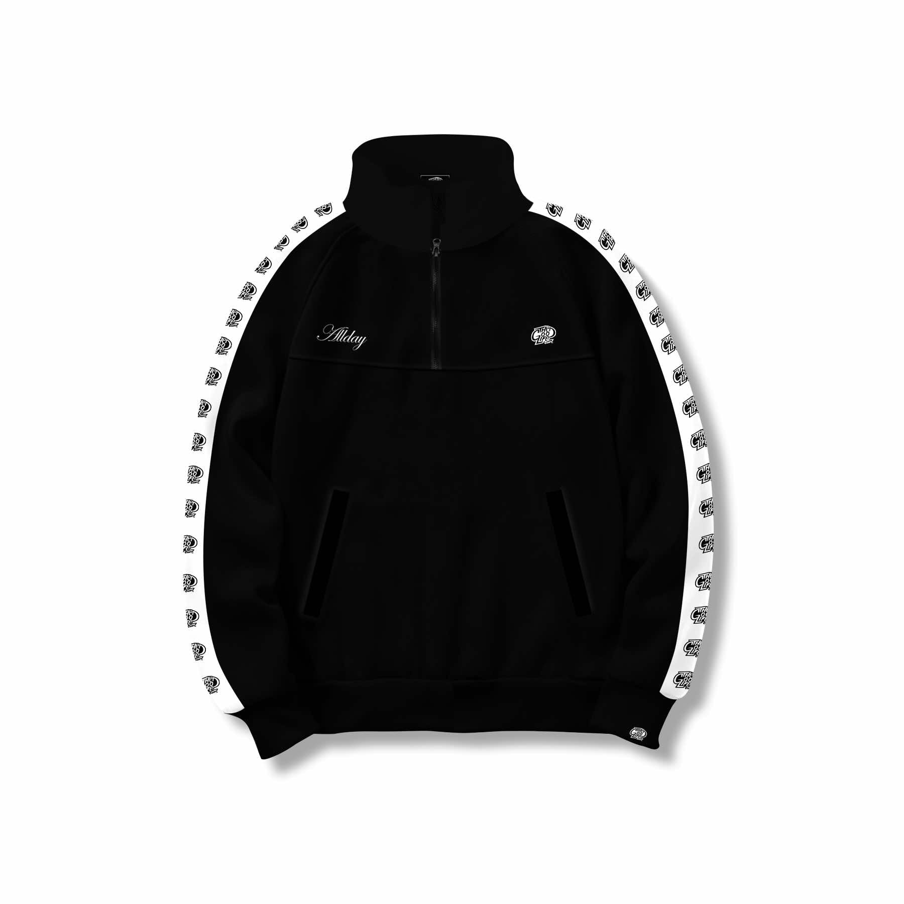 FULL SIDE LOGO (BLACK) HALF ZIP HOODIE