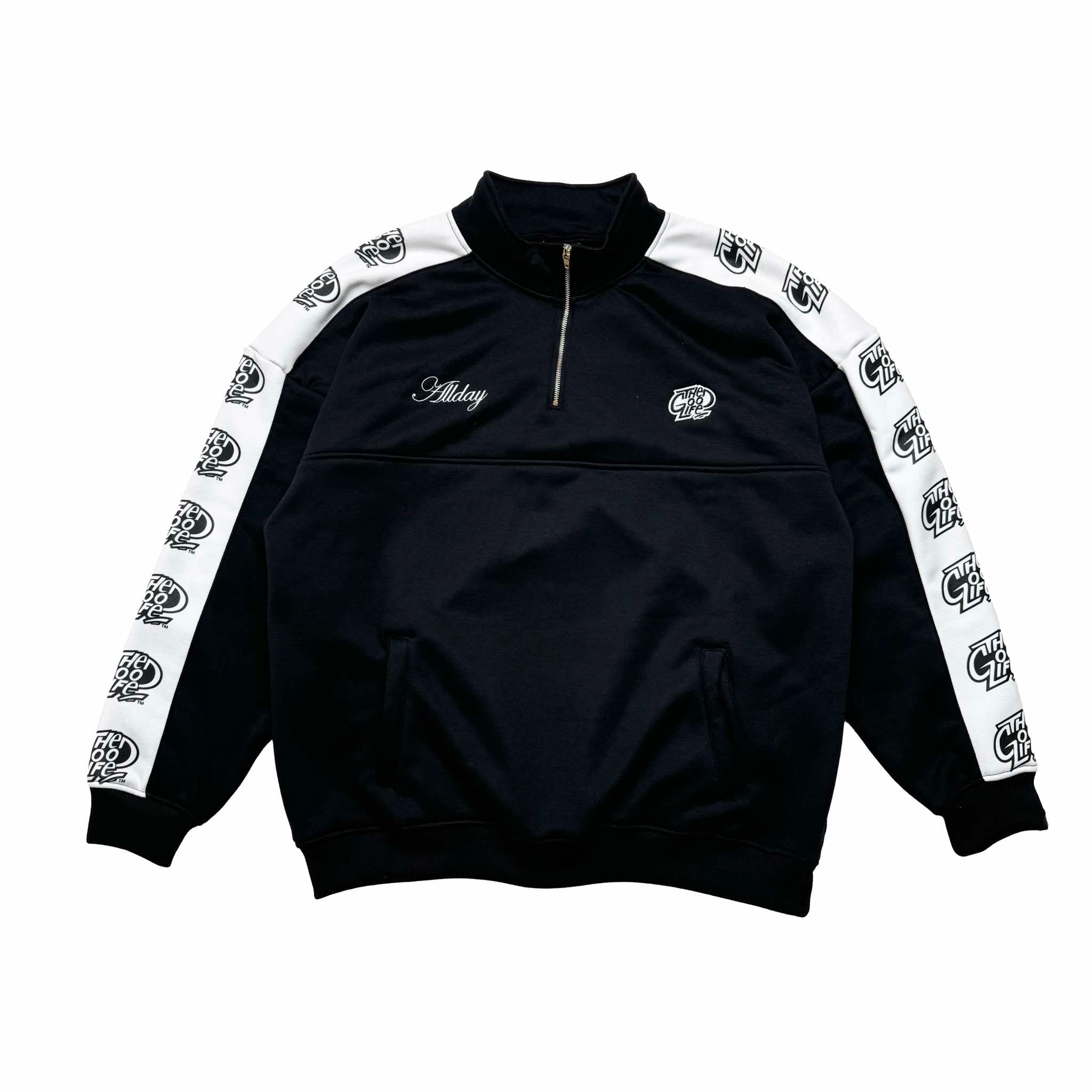 FULL SIDE LOGO (BLACK) HALF ZIP HOODIE