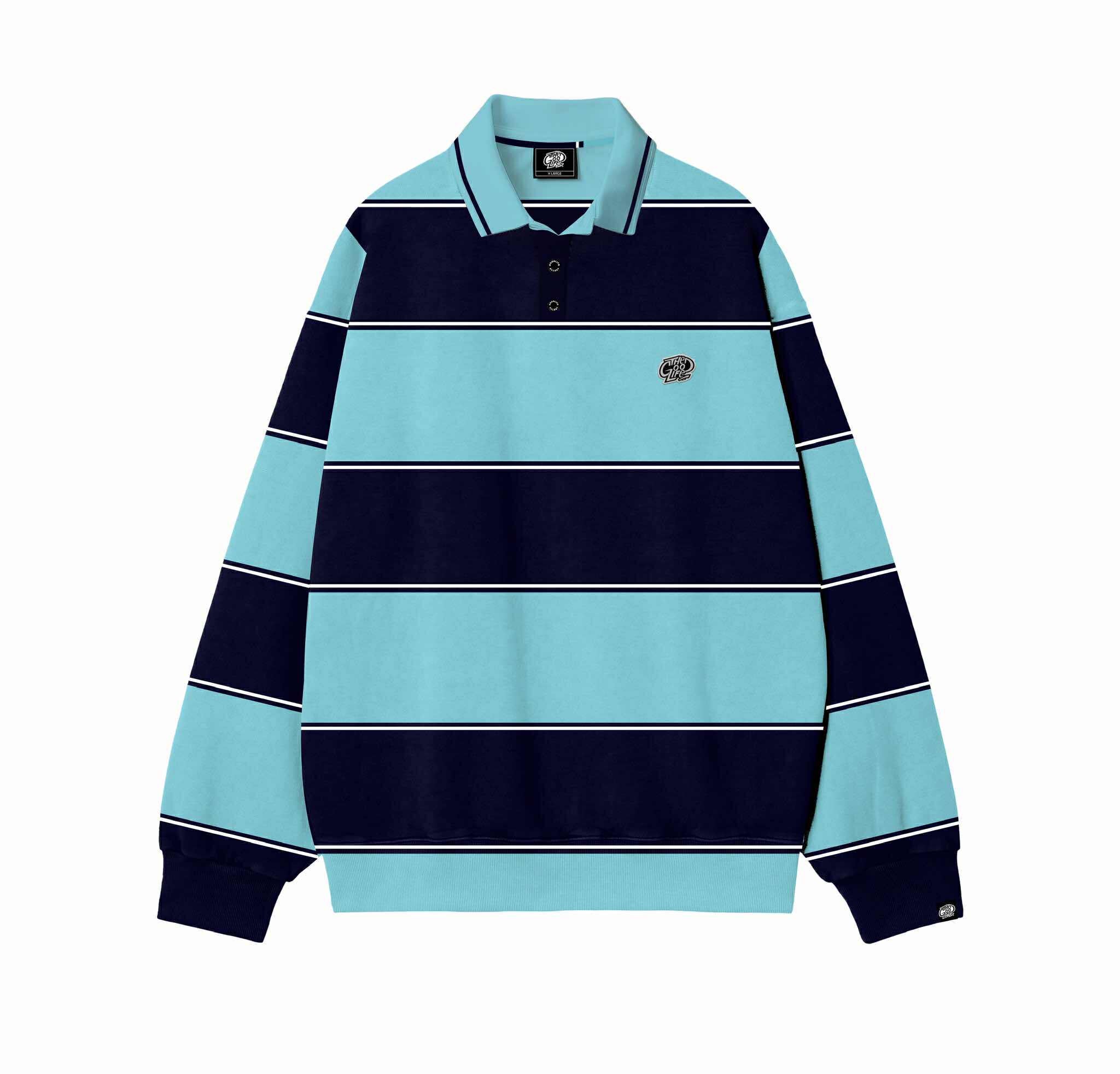 "OCEAN" TWIN STRAND (MINT/NAVY) CREWNECK