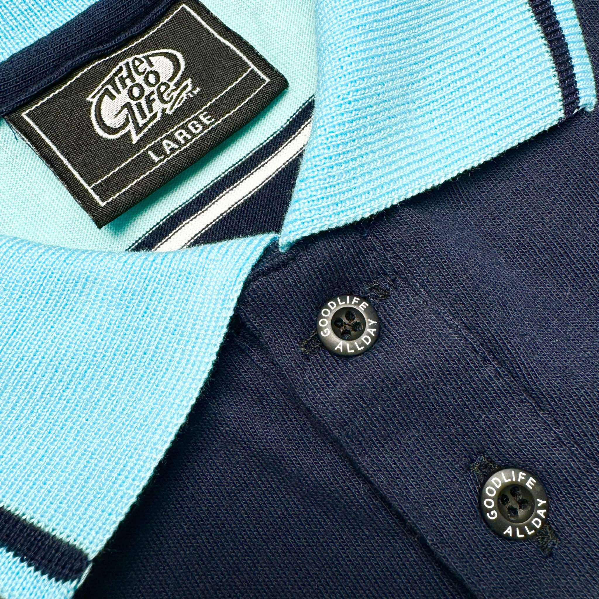 "OCEAN" TWIN STRAND (MINT/NAVY) POLO SHIRT