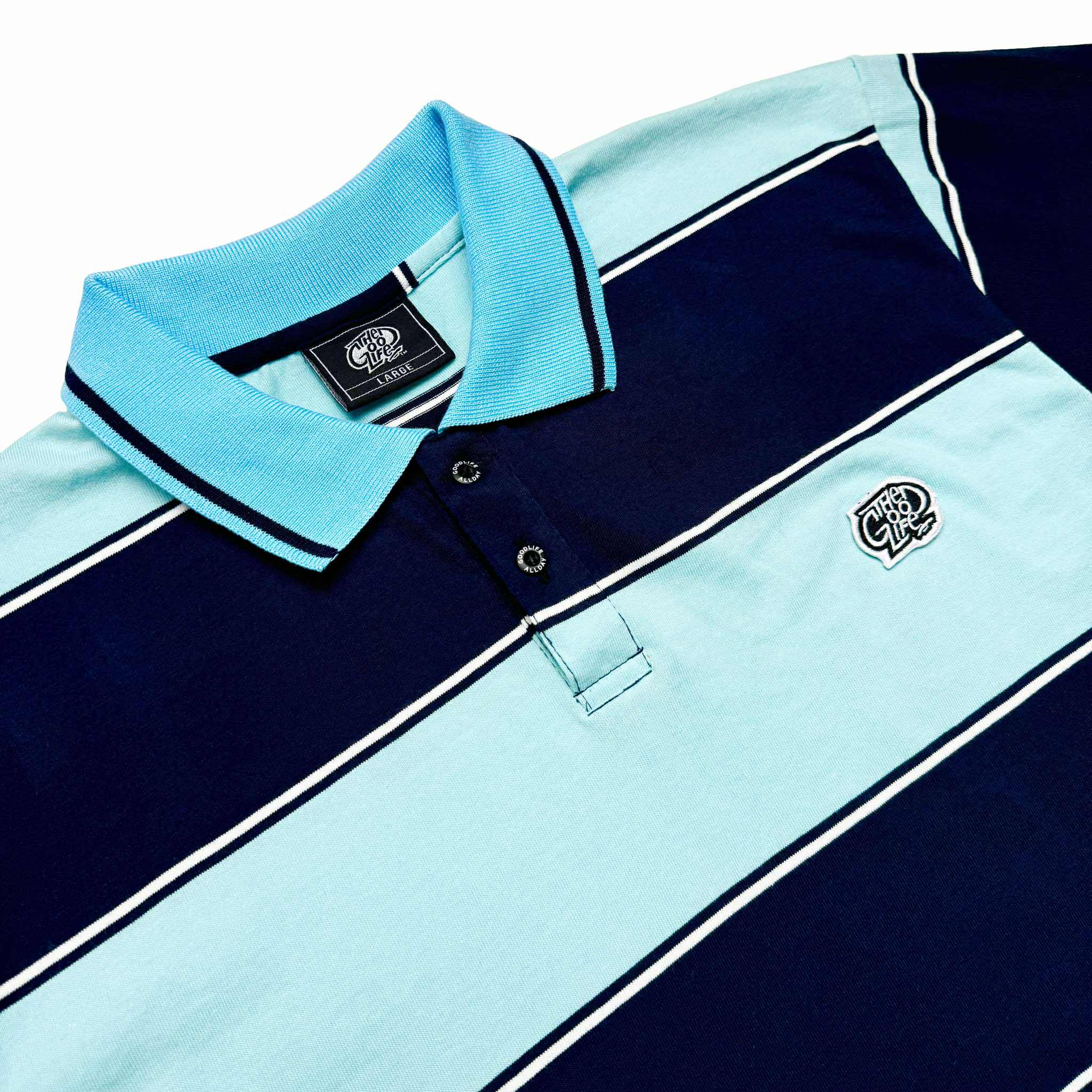 "OCEAN" TWIN STRAND (MINT/NAVY) POLO SHIRT