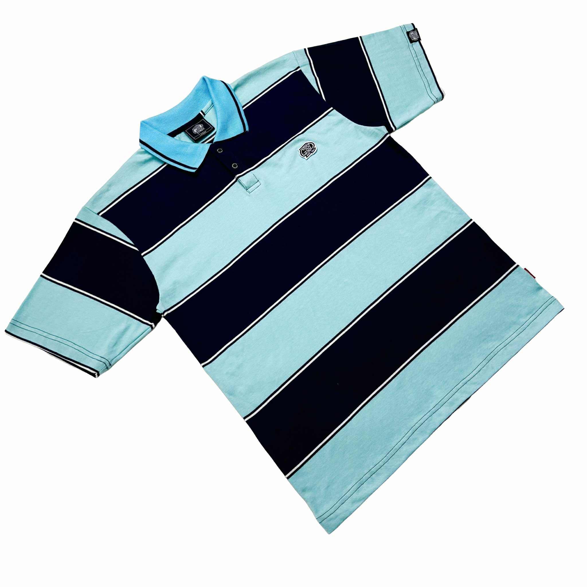 "OCEAN" TWIN STRAND (MINT/NAVY) POLO SHIRT