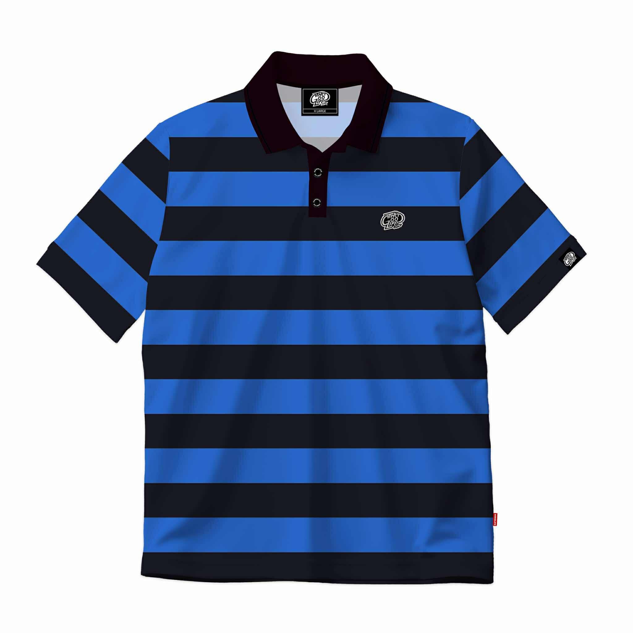 STRIPES (BLACK/BLUE) POLO SHIRT – The Good Life All Day