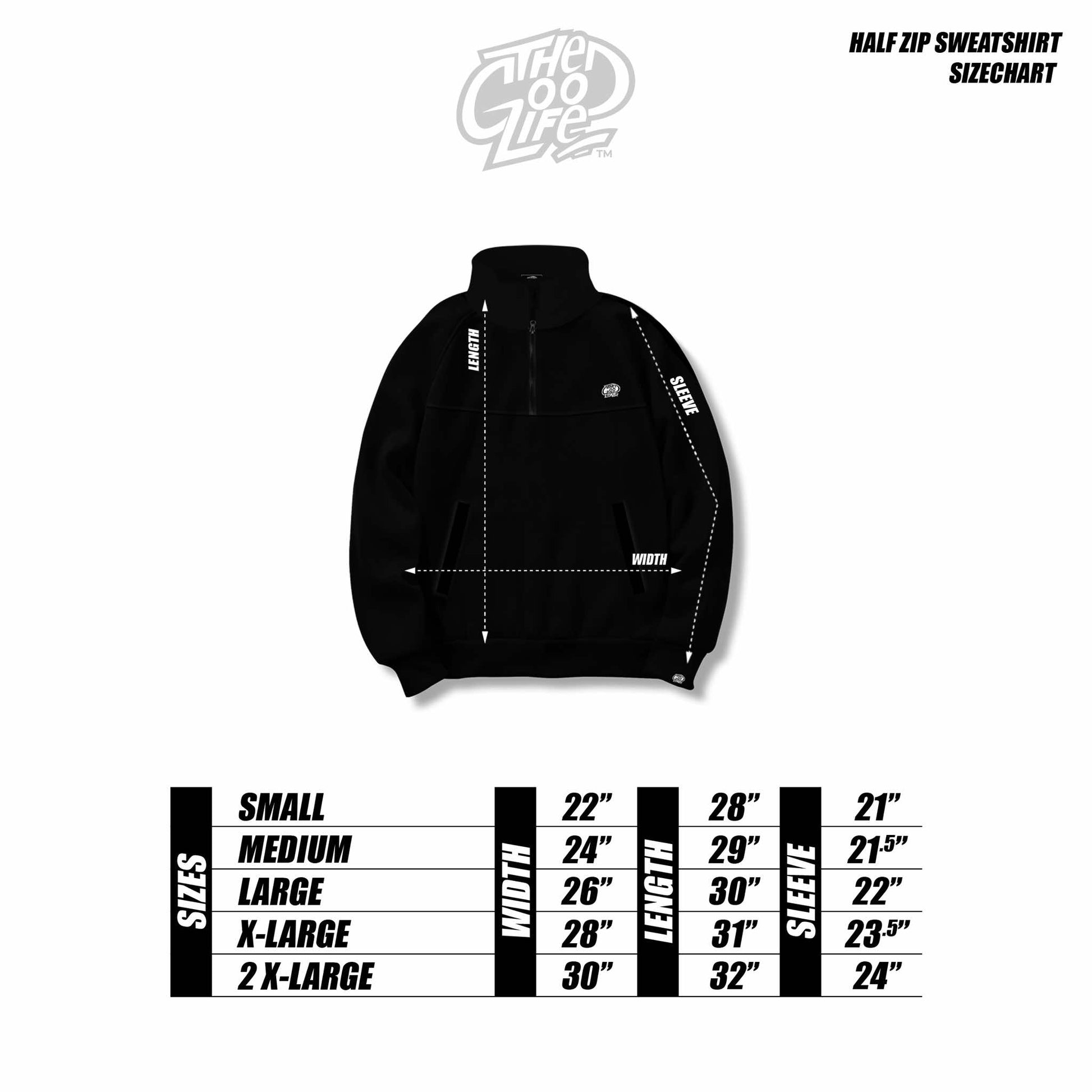 FULL SIDE LOGO (BLACK) HALF ZIP HOODIE