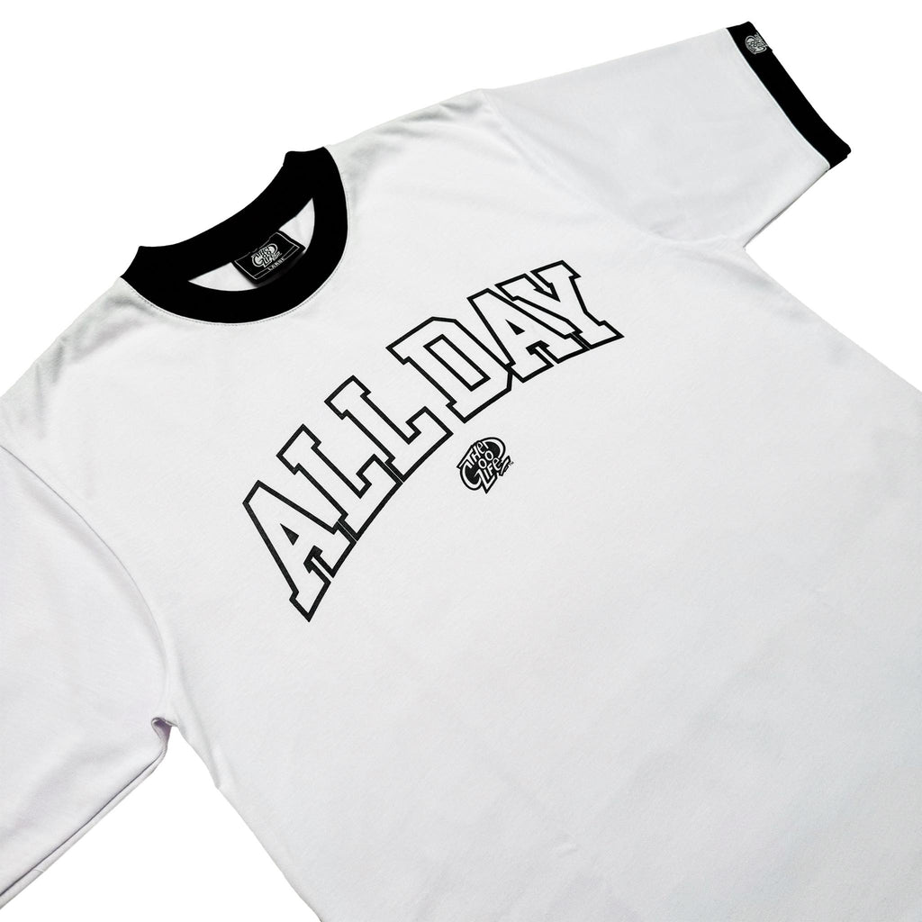 ALL DAY (WHITE RINGER) T-SHIRT