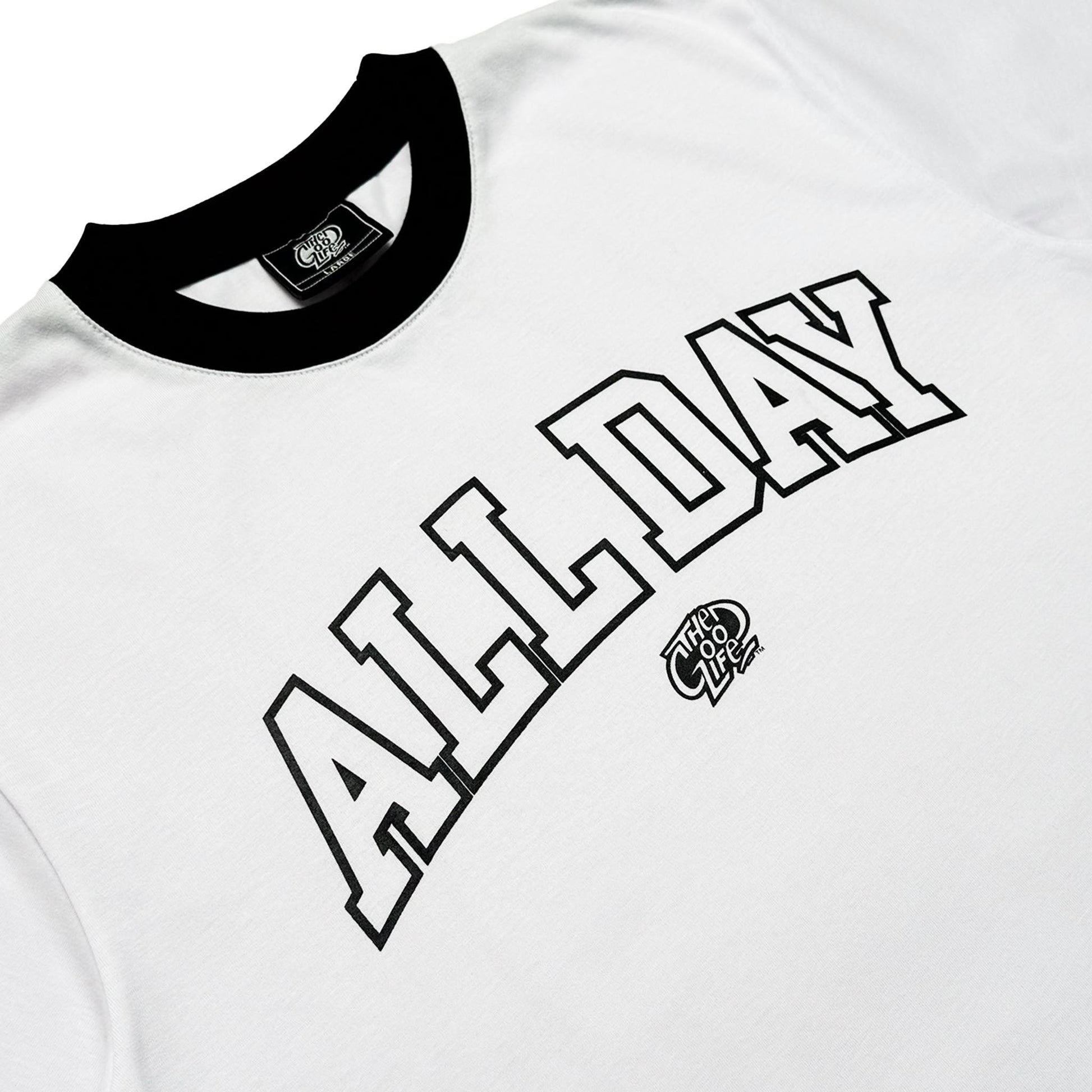 ALL DAY (WHITE RINGER) T-SHIRT