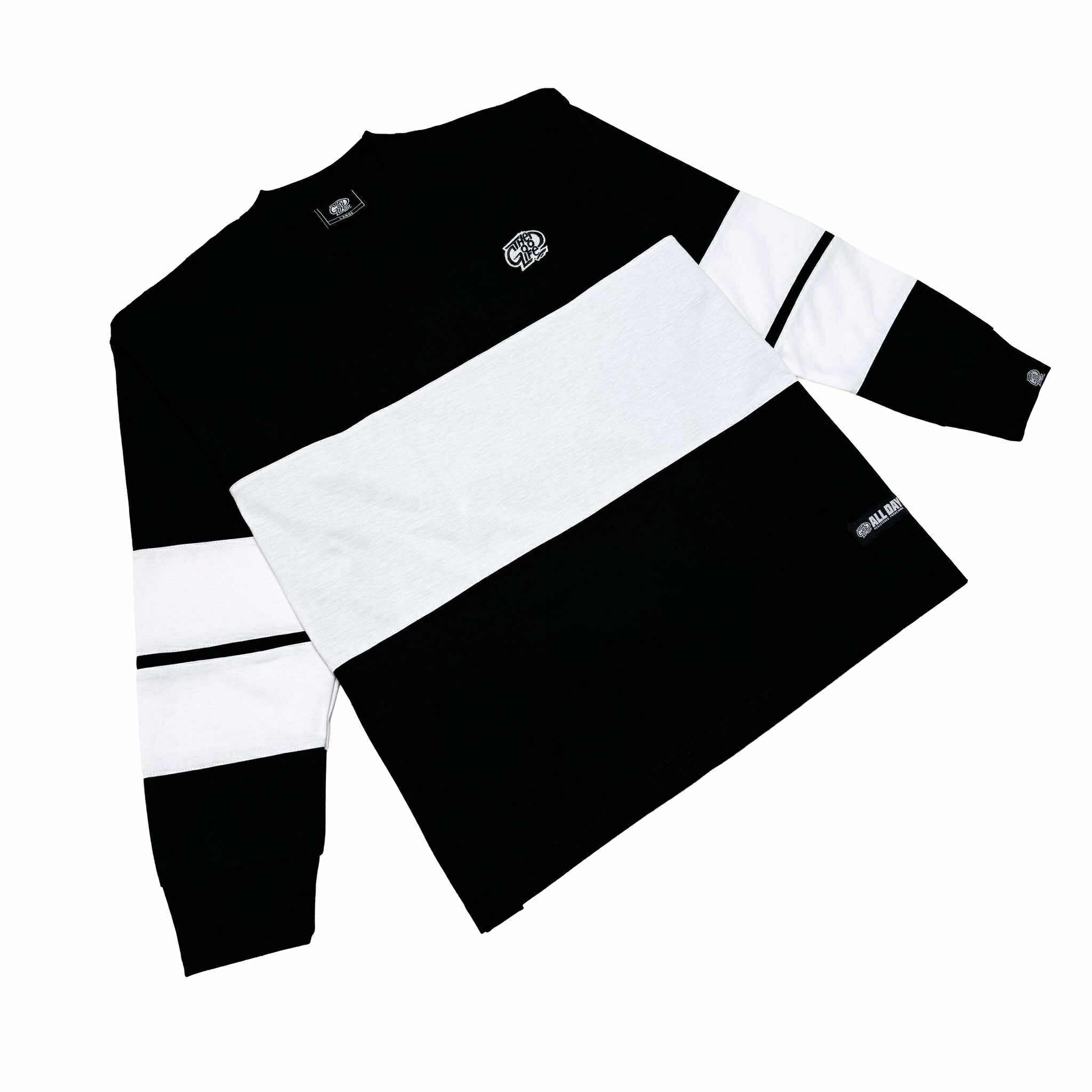 TRI-LINE BAGGY (BLACK/WHITE) CREWNECK