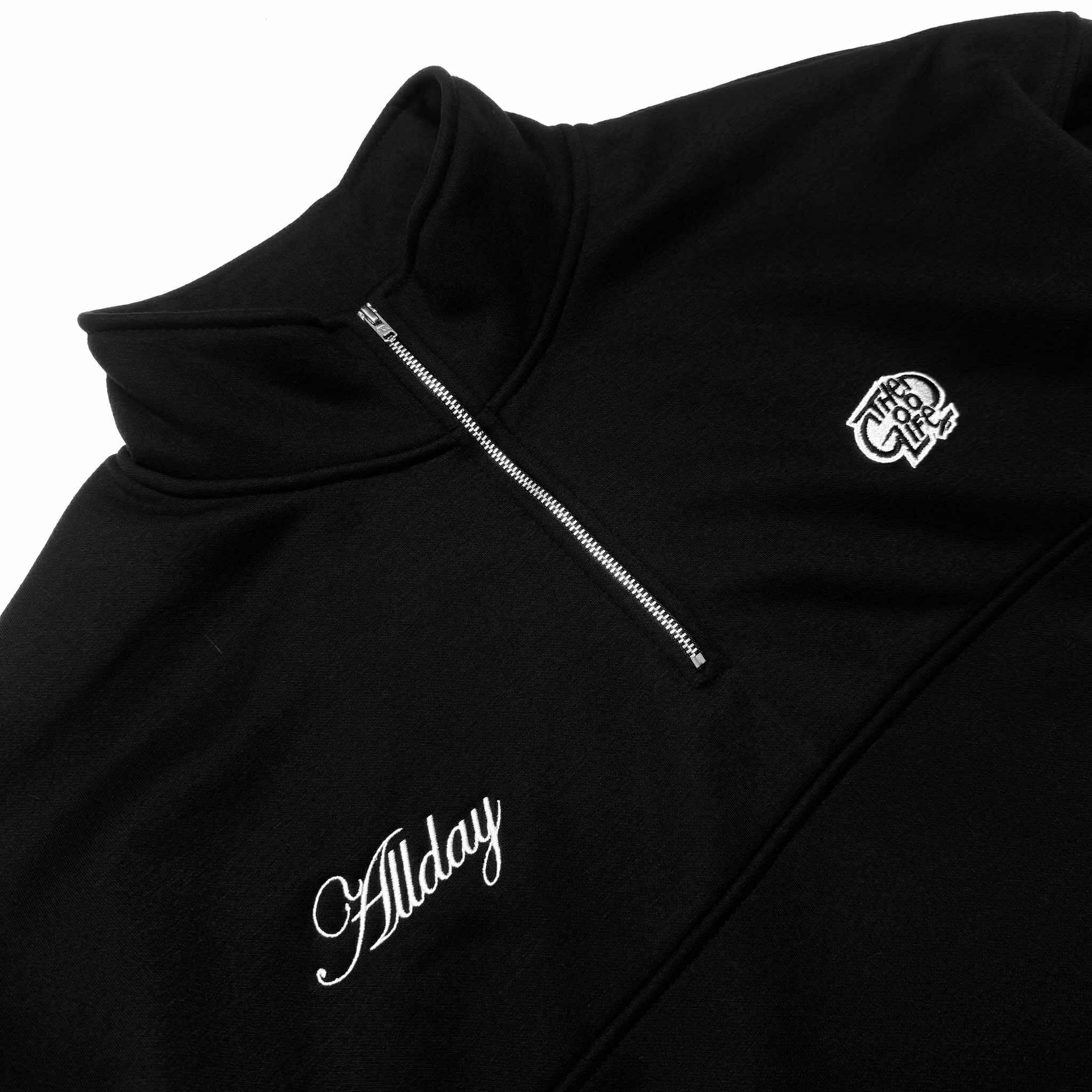 CURSIVE LOGO (BLACK) HALF ZIP HOODIE
