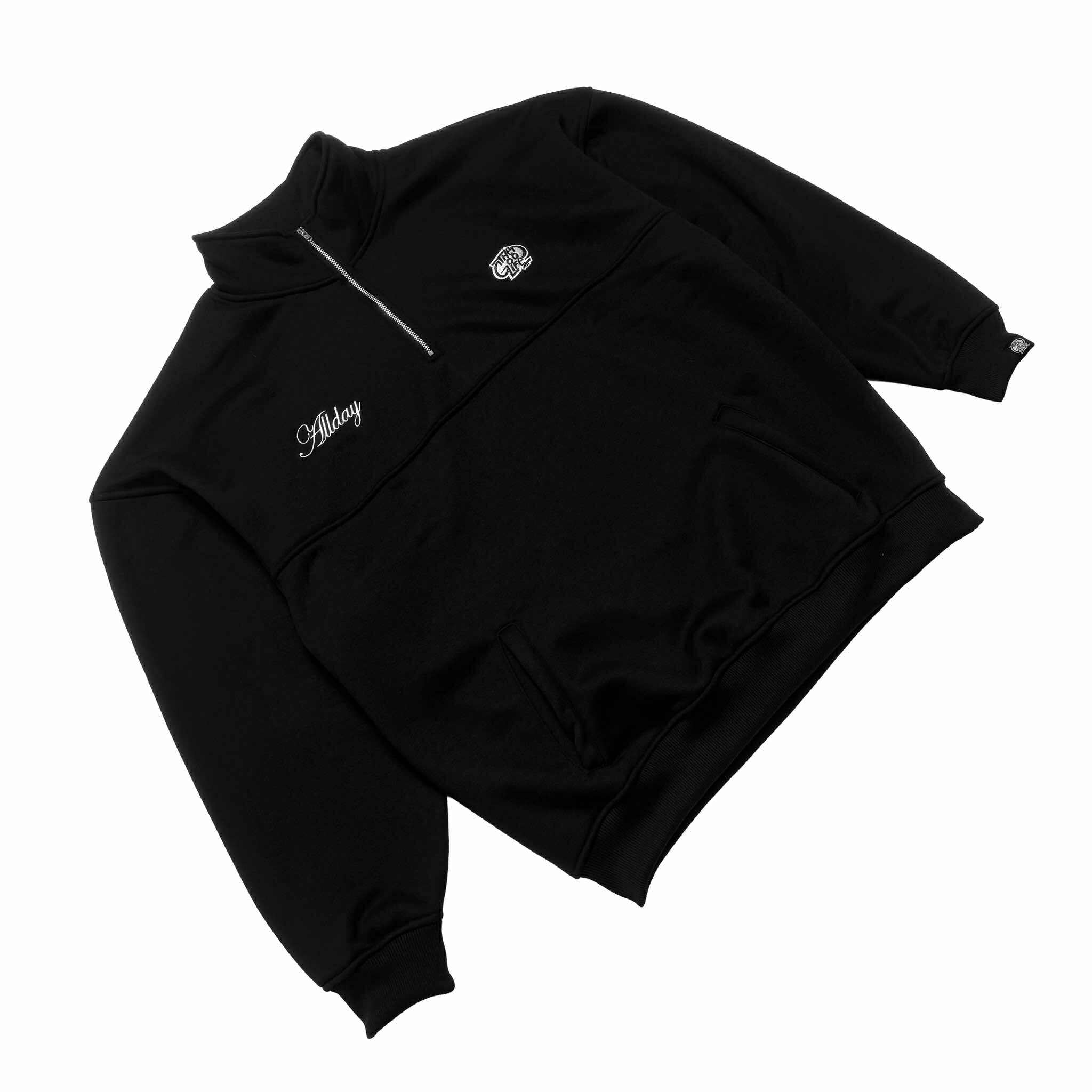 CURSIVE LOGO (BLACK) HALF ZIP HOODIE