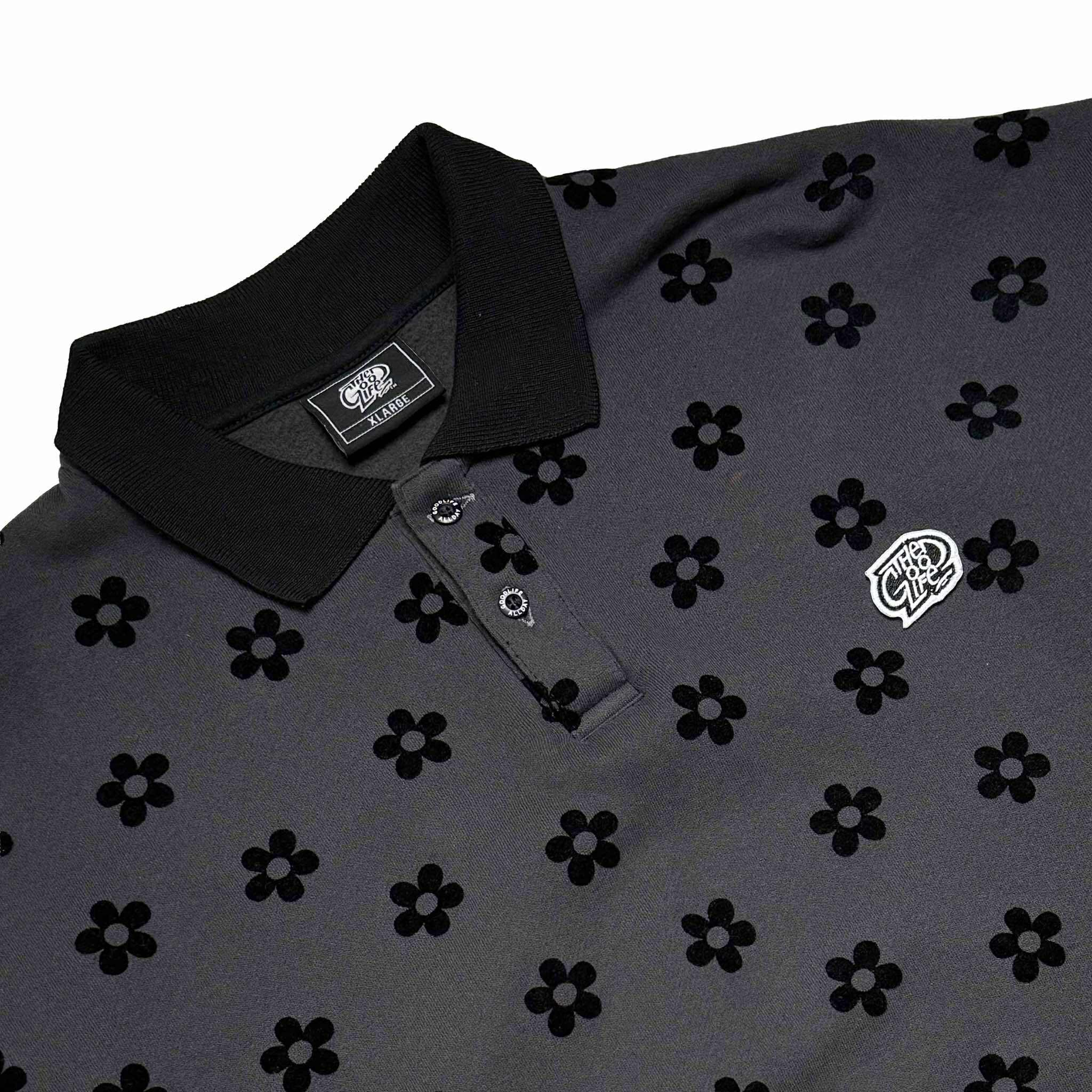 DAISY FLORAL (BLACK/GRAY) POLO SWEATSHIRT