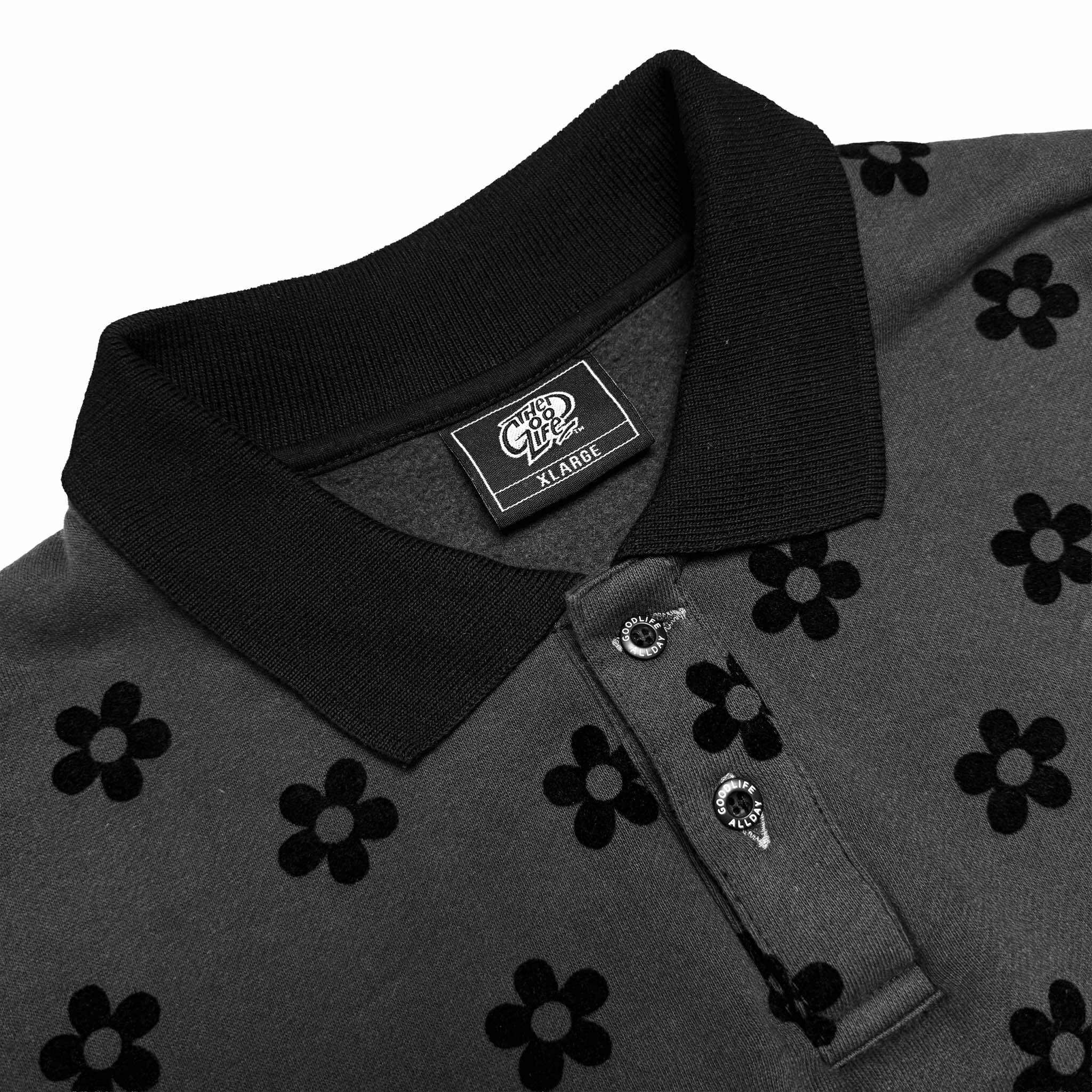 DAISY FLORAL (BLACK/GRAY) POLO SWEATSHIRT