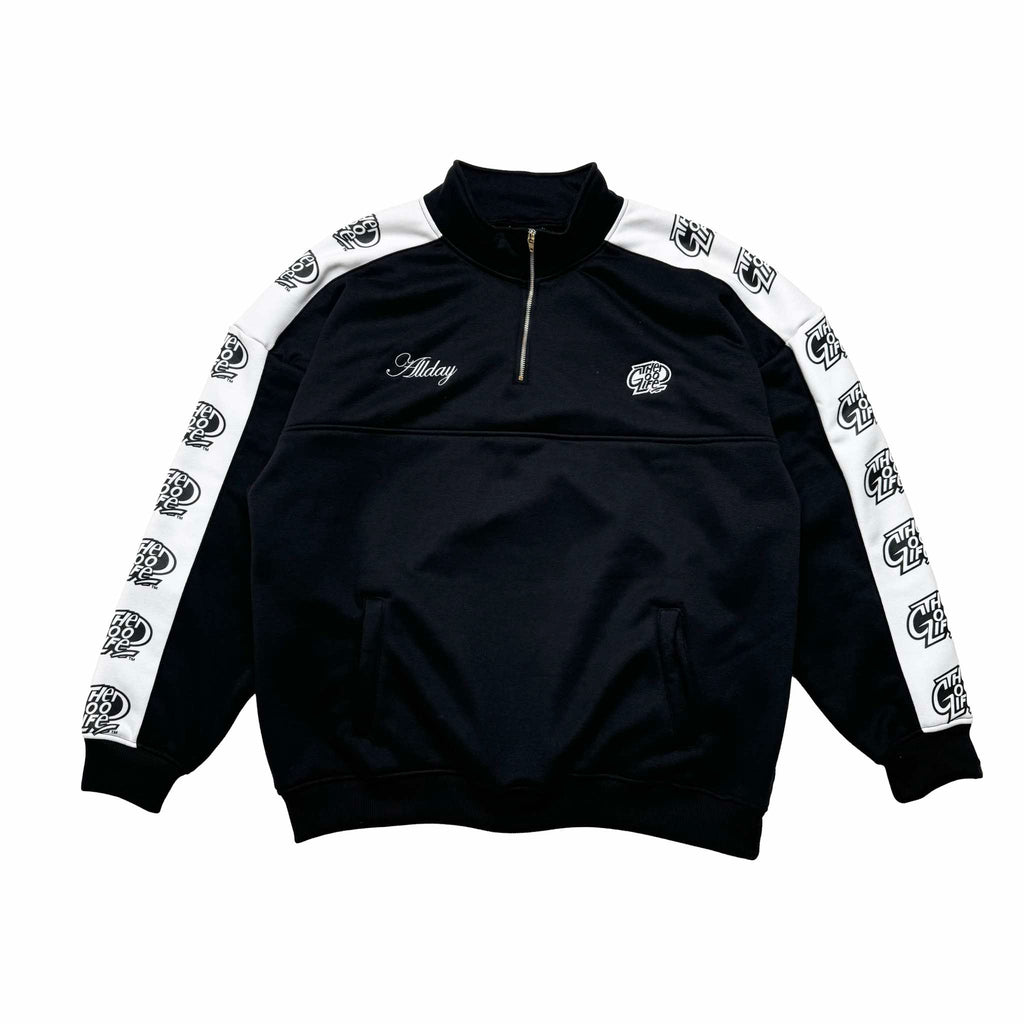FULL SIDE LOGO (BLACK) HALF ZIP HOODIE
