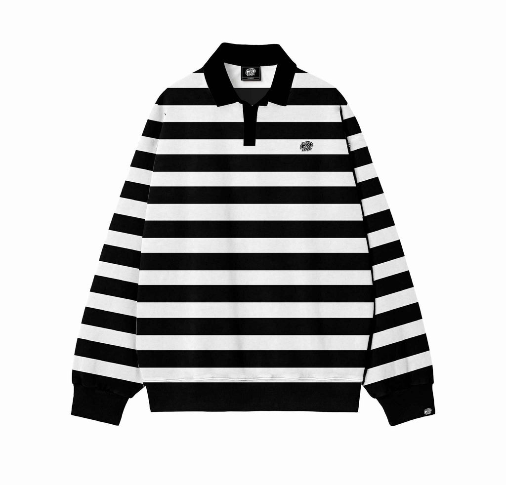 STRIPES (BLACK/WHITE) POLO CREWNECK