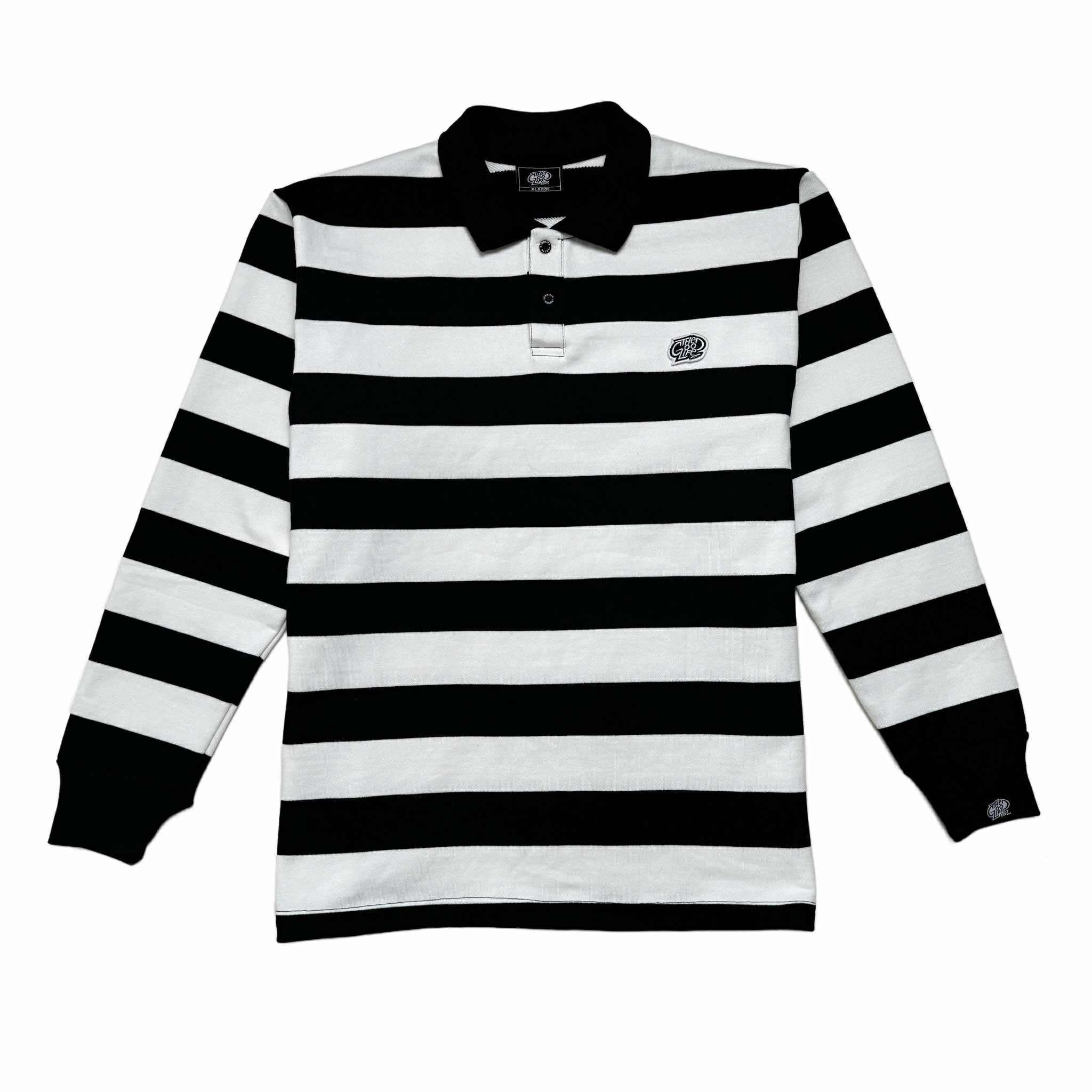 STRIPES (BLACK/WHITE) POLO CREWNECK