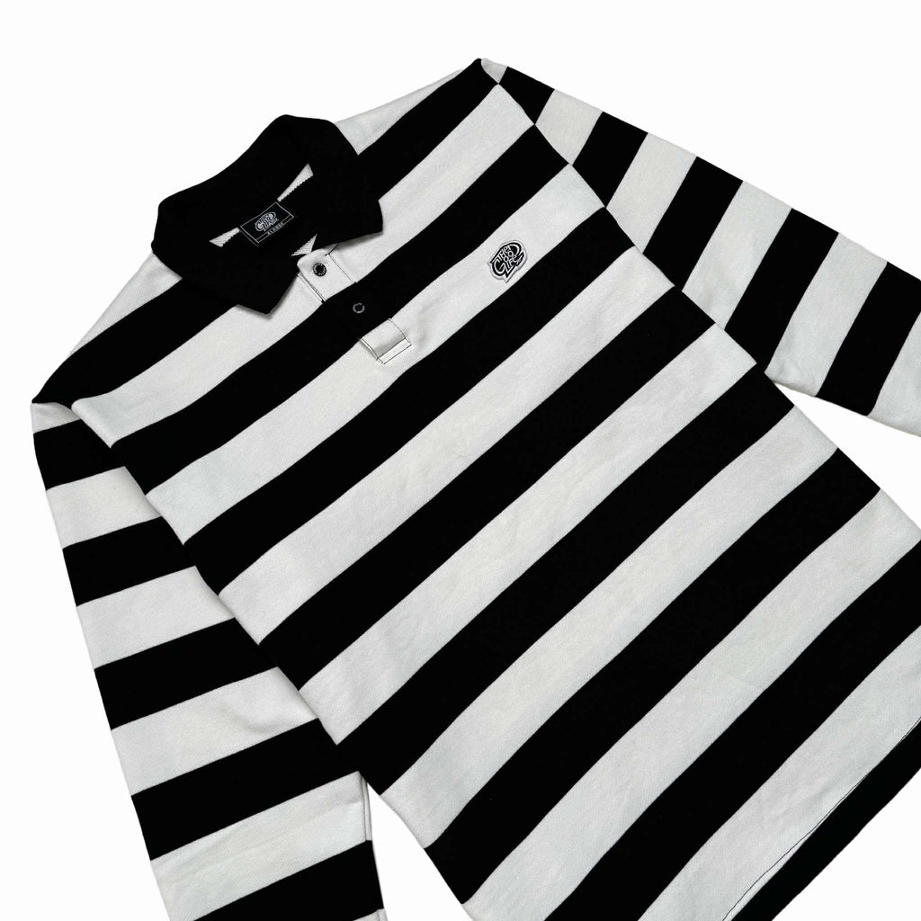 STRIPES (BLACK/WHITE) POLO CREWNECK