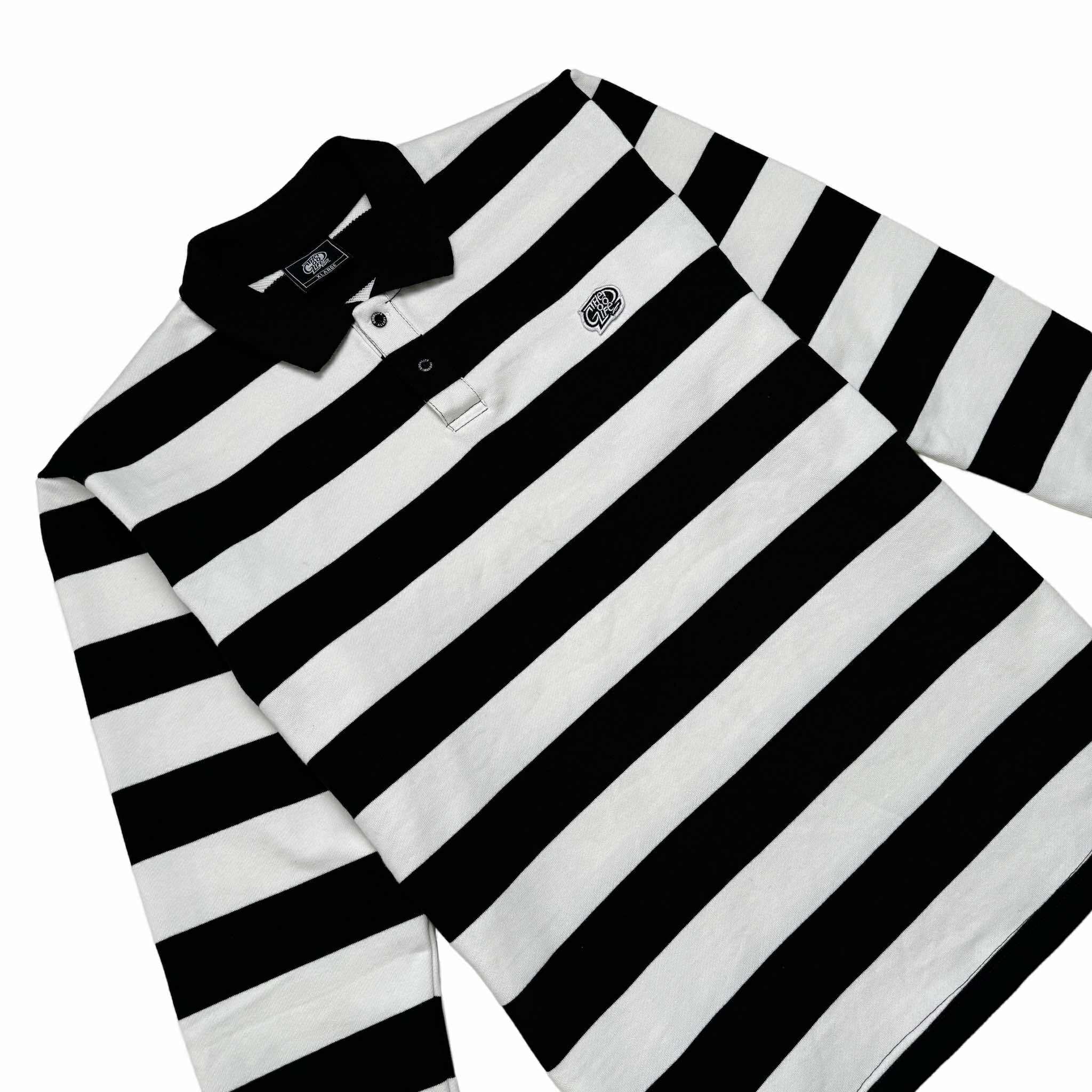 STRIPES (BLACK/WHITE) POLO CREWNECK
