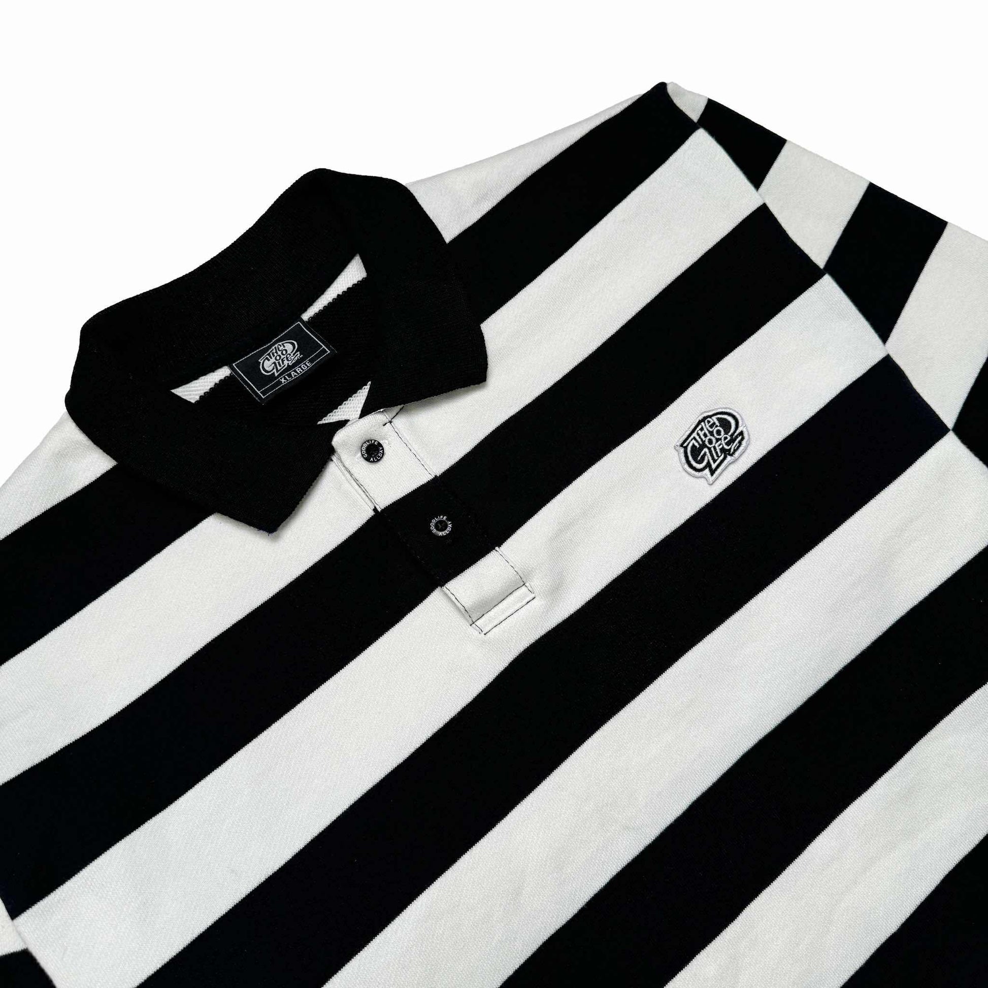 STRIPES (BLACK/WHITE) POLO CREWNECK