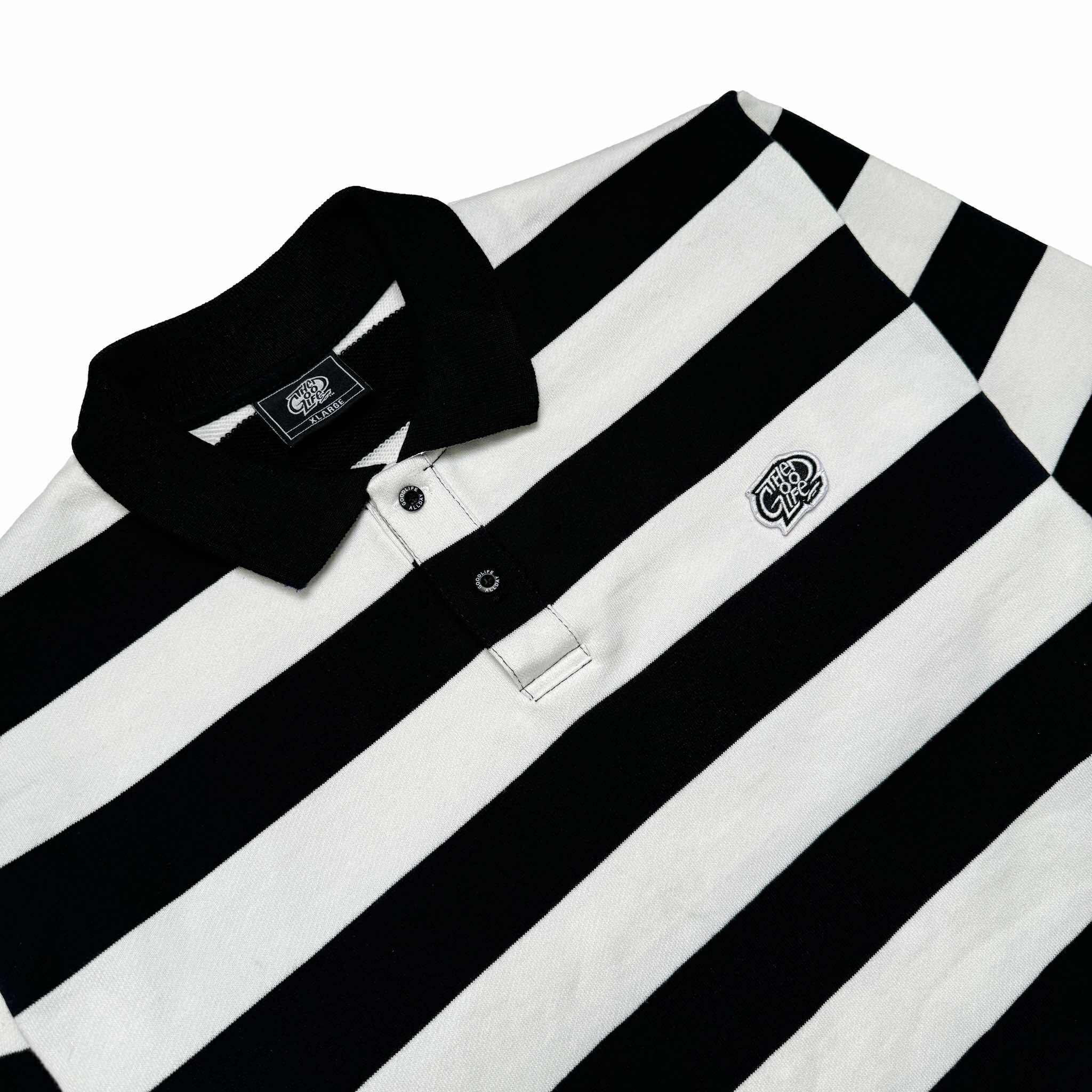 STRIPES (BLACK/WHITE) POLO CREWNECK