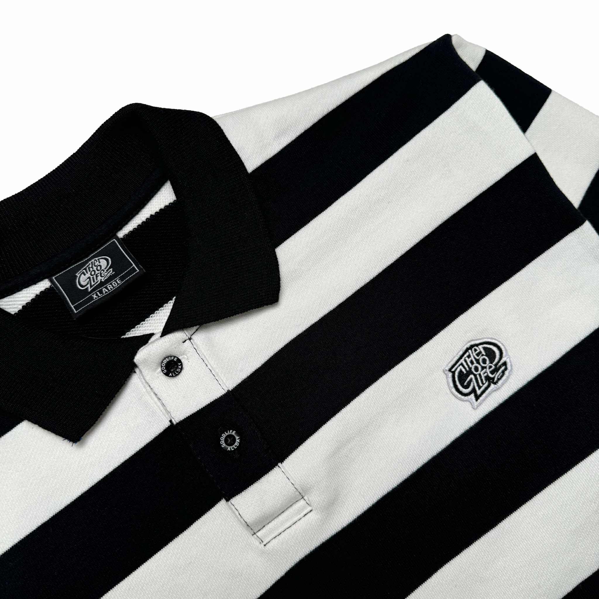 STRIPES (BLACK/WHITE) POLO CREWNECK