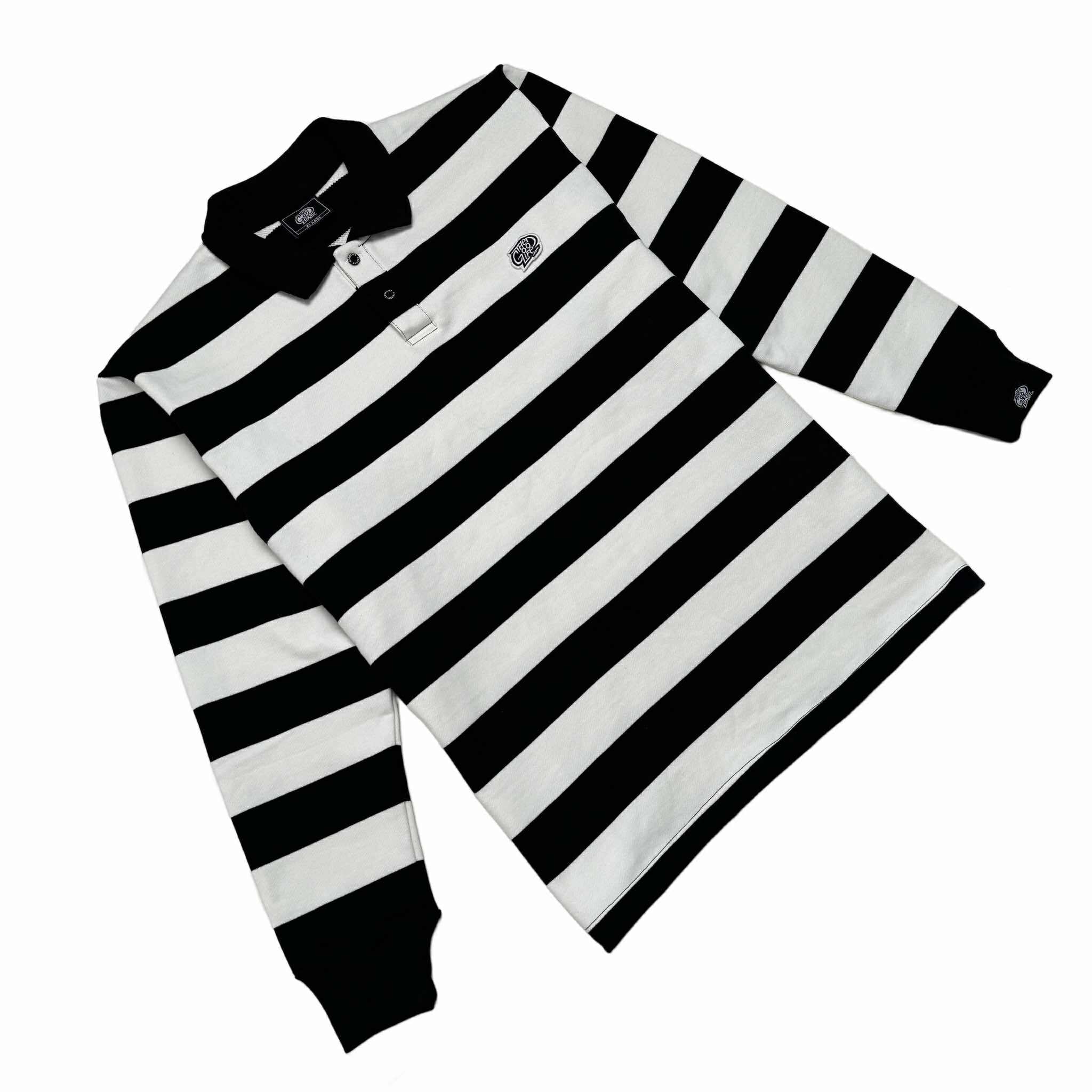 STRIPES (BLACK/WHITE) POLO CREWNECK