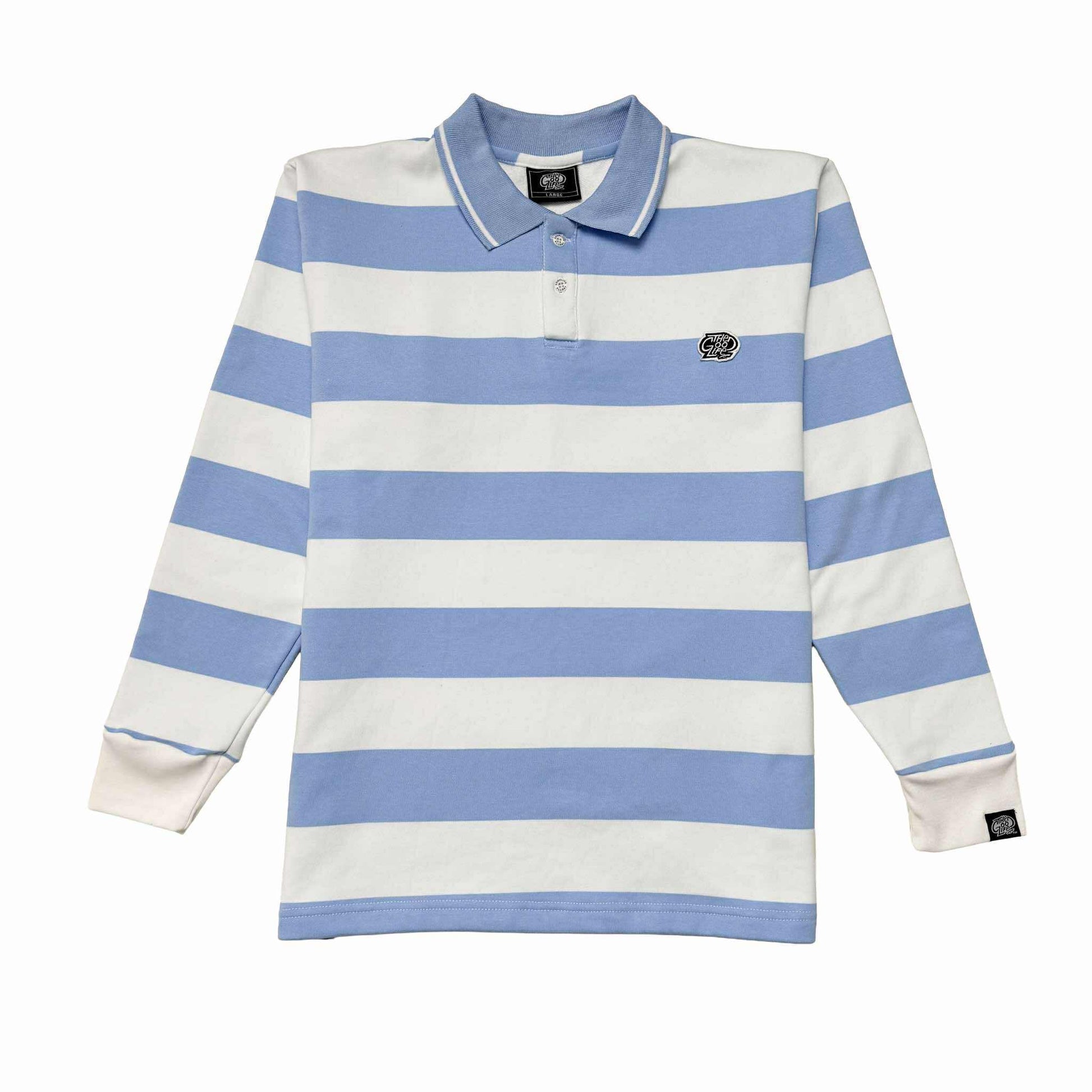 STRIPES (LT. BLUE/WHITE) POLO CREWNECK
