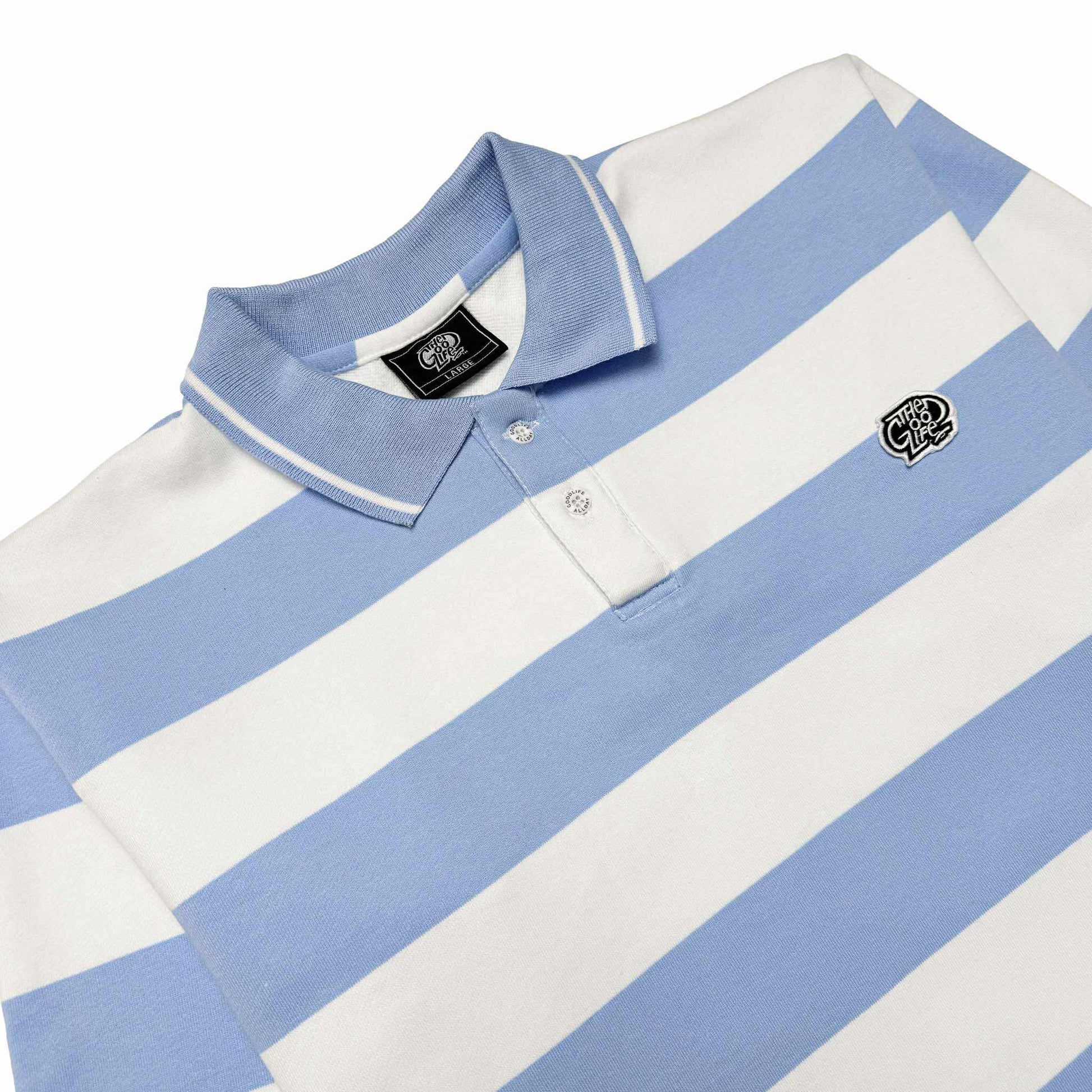 STRIPES (LT. BLUE/WHITE) POLO CREWNECK