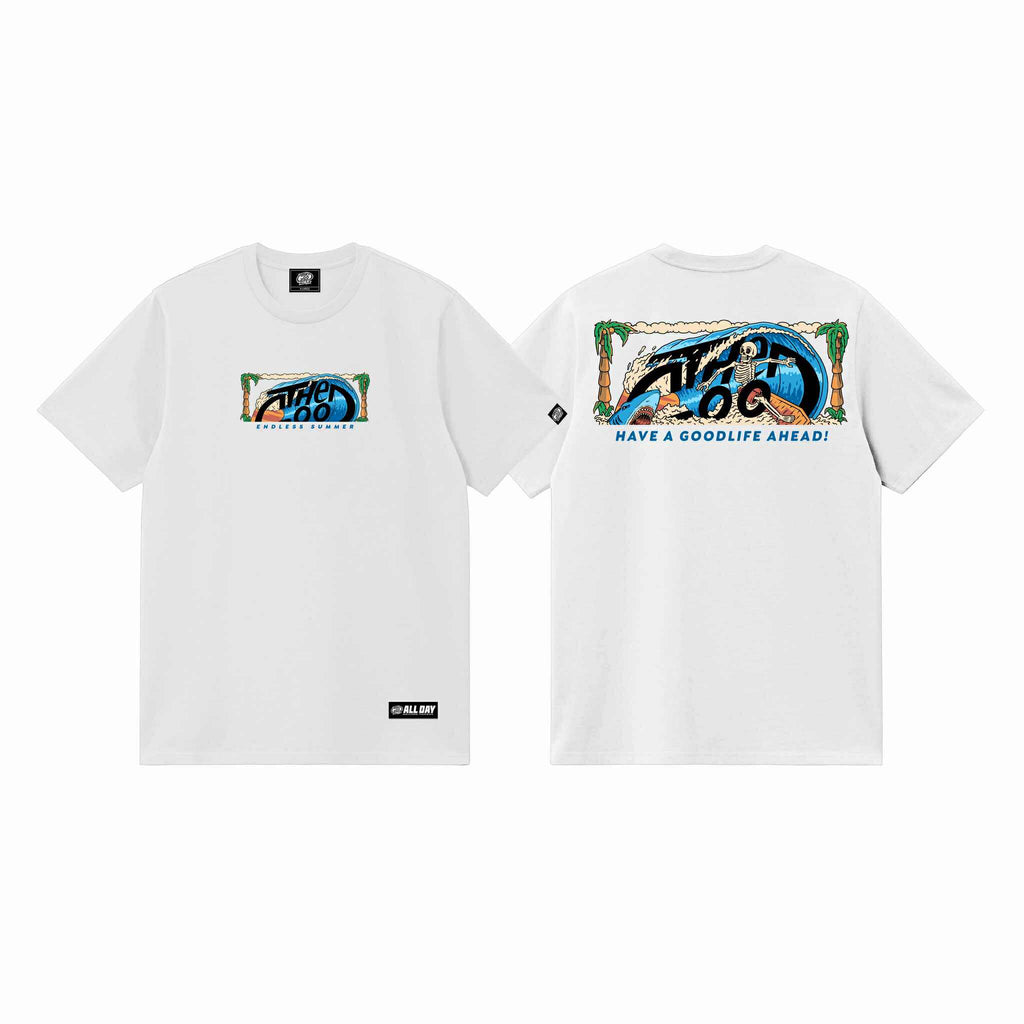 HALF LOGO SKULL SURF (WHITE) T-SHIRT
