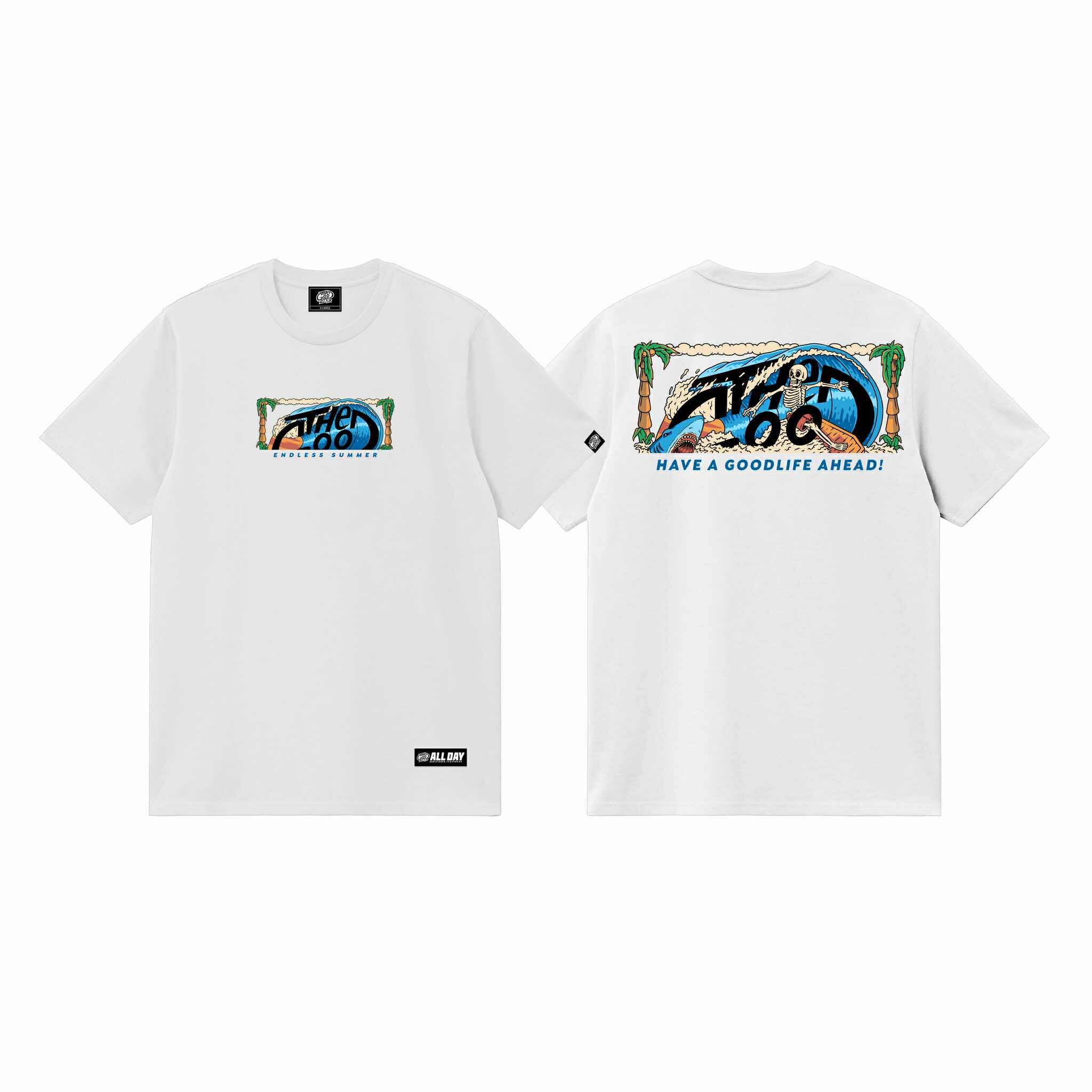 HALF LOGO SKULL SURF (WHITE) T-SHIRT