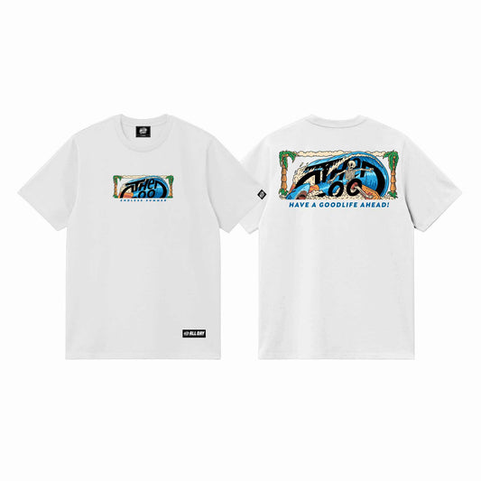 HALF LOGO SKULL SURF (WHITE) T-SHIRT