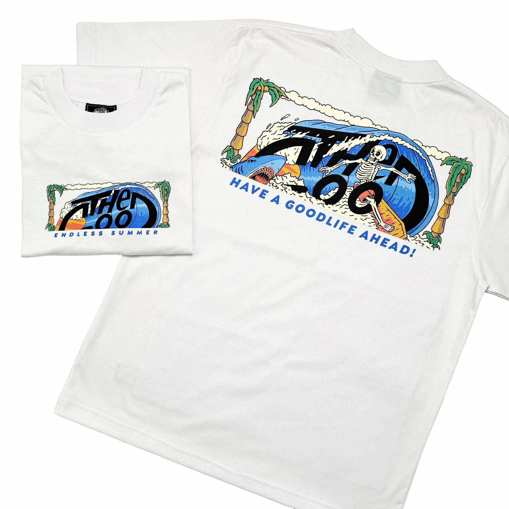 HALF LOGO SKULL SURF (WHITE) T-SHIRT