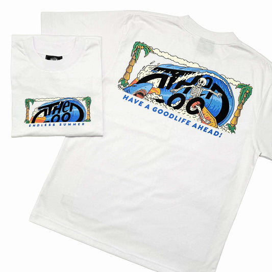 HALF LOGO SKULL SURF (WHITE) T-SHIRT
