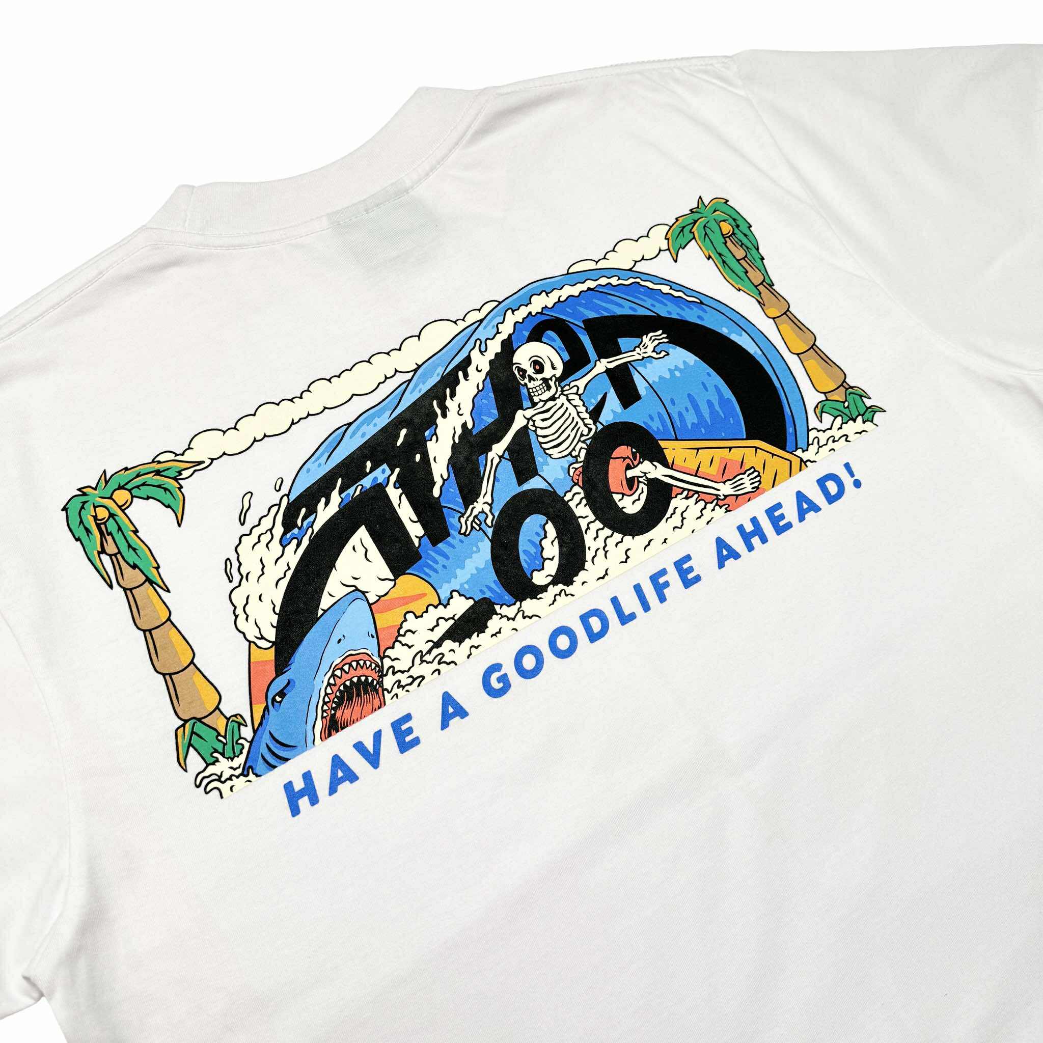 HALF LOGO SKULL SURF (WHITE) T-SHIRT