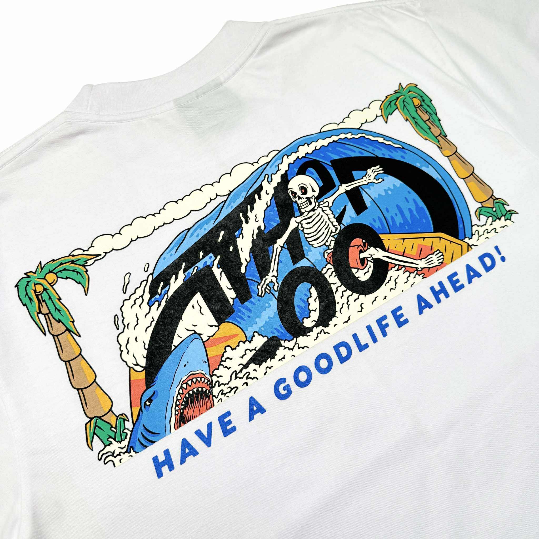 HALF LOGO SKULL SURF (WHITE) T-SHIRT